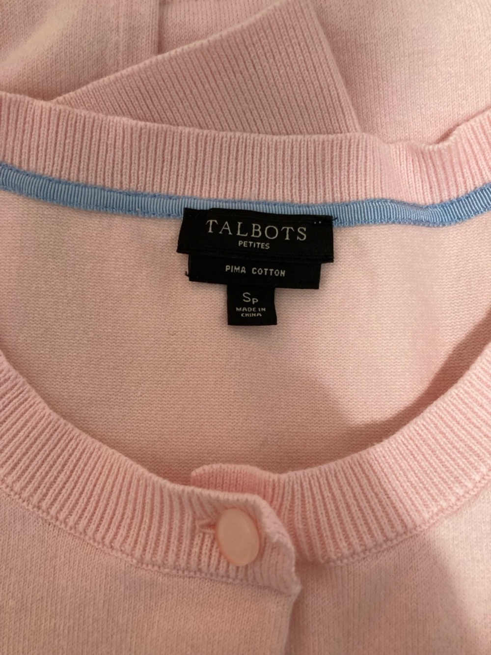 Talbots Light Pink Button-Front Crewneck Cardigan - Picture 3 of 4